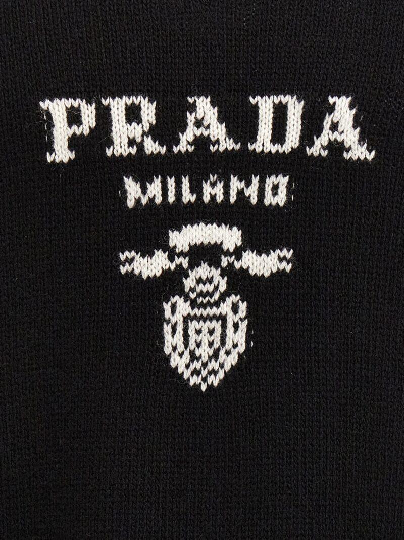 Logo intarsia sweater  PRADA White/Black