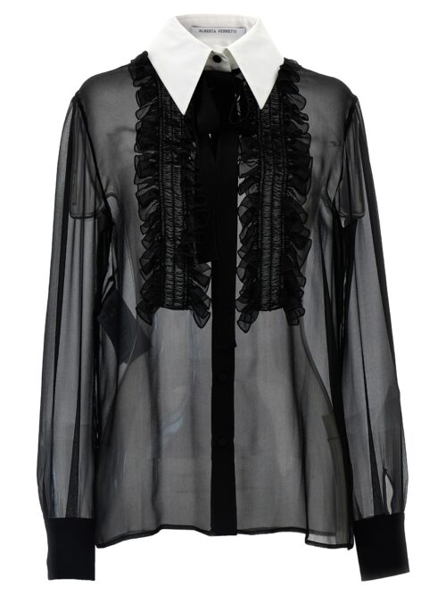 Ruffles plastron shirt ALBERTA FERRETTI White/Black