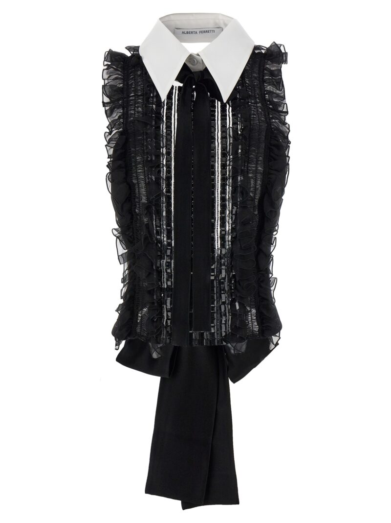 Sequin ruffle top ALBERTA FERRETTI Black