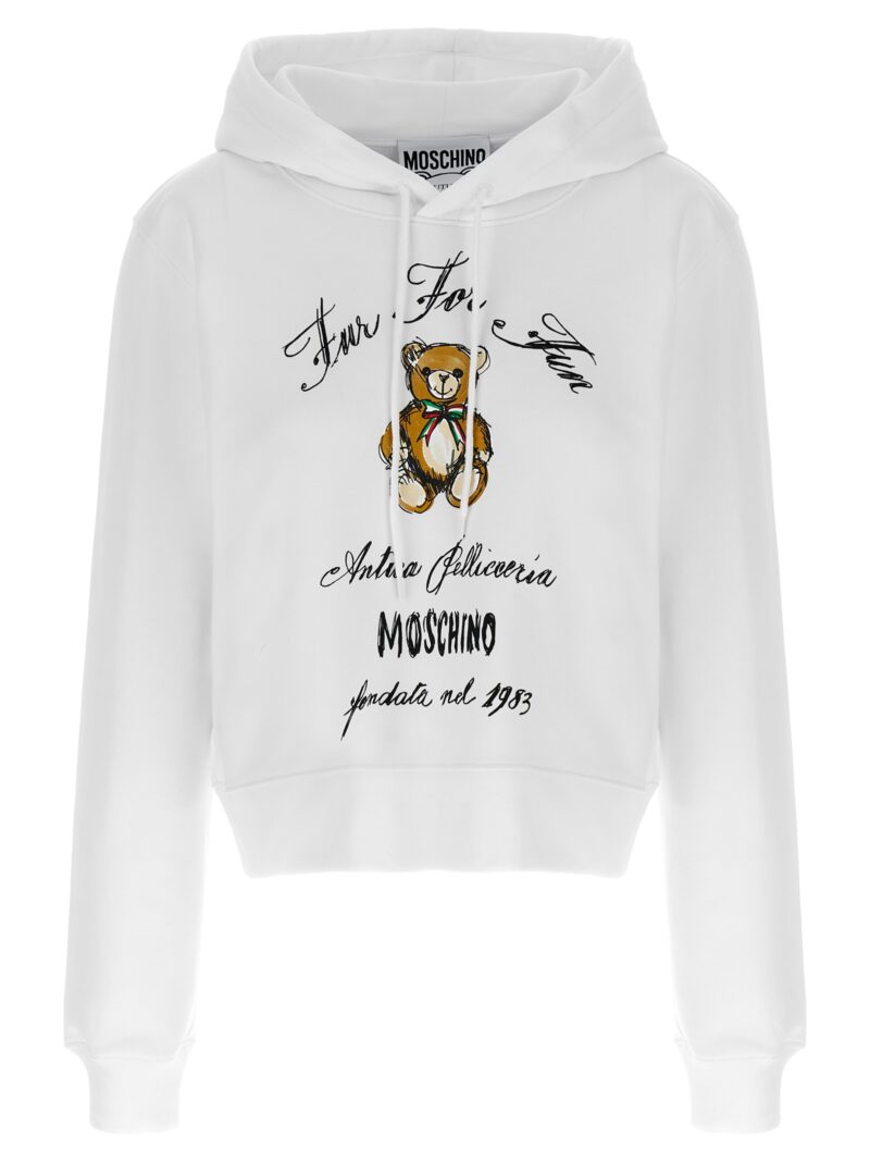 'Antica Pellicceria' cropped hoodie MOSCHINO White