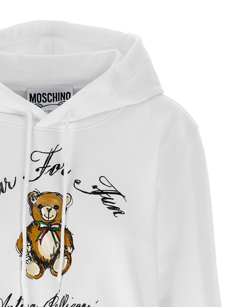 'Antica Pellicceria' cropped hoodie Woman MOSCHINO White