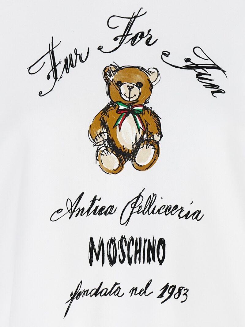 'Antica Pellicceria' cropped hoodie 100% cotton MOSCHINO White