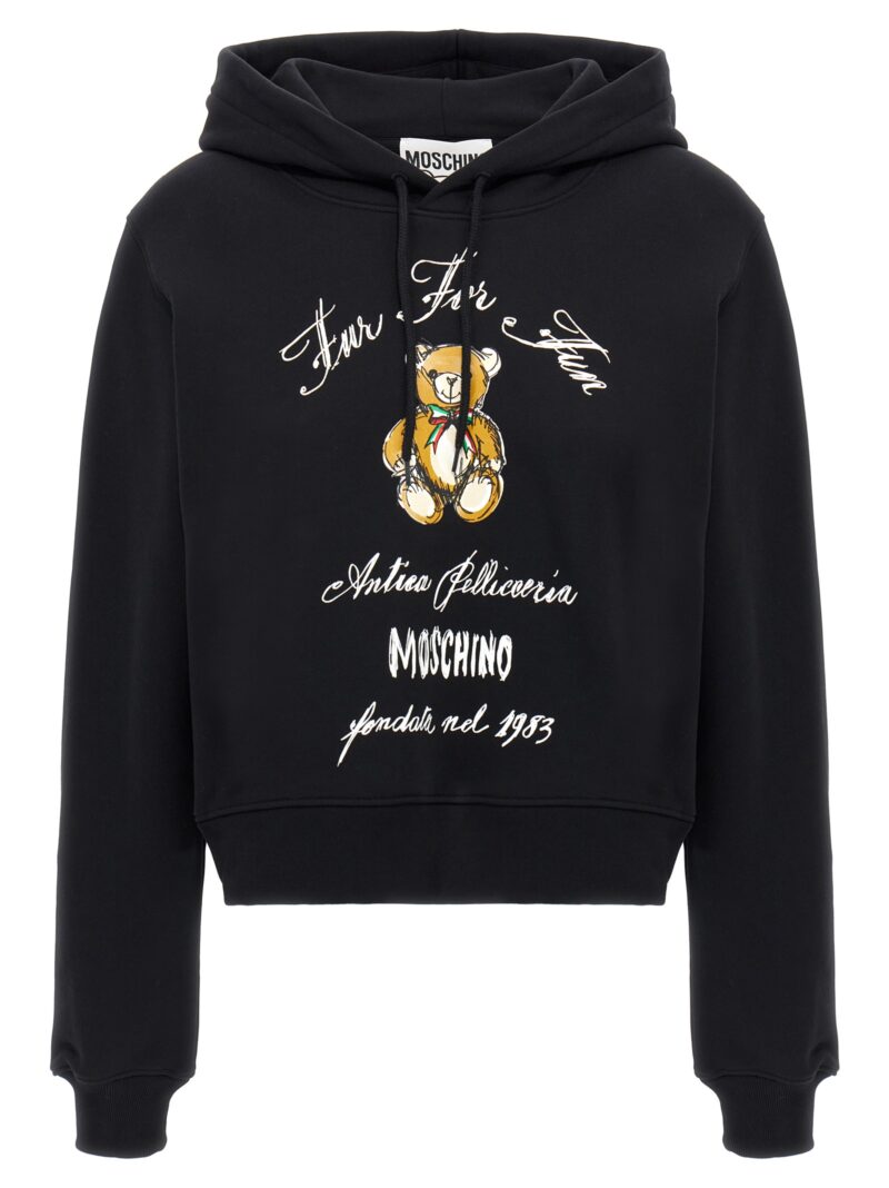 'Antica Pellicceria' cropped hoodie MOSCHINO Black