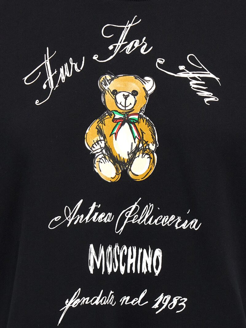 'Antica Pellicceria' cropped hoodie 100% cotton MOSCHINO Black