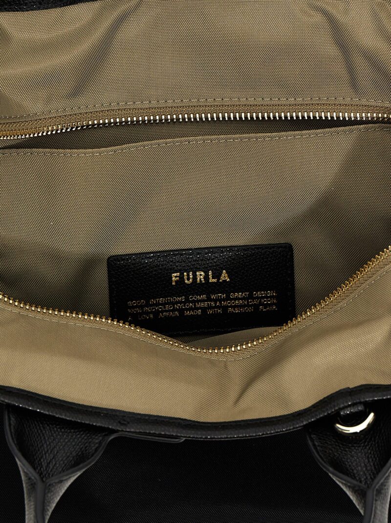 'Piuma M' shopping bag 60% polyamide 40% calf leather FURLA Black