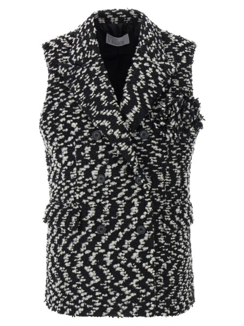 Double-breasted boucle vest GIUSEPPE DI MORABITO White/Black