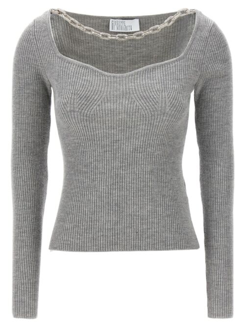 Jewel chain sweater GIUSEPPE DI MORABITO Gray