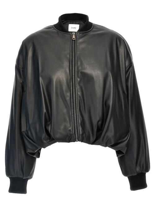 Eco leather bomber jacket NUDE Black