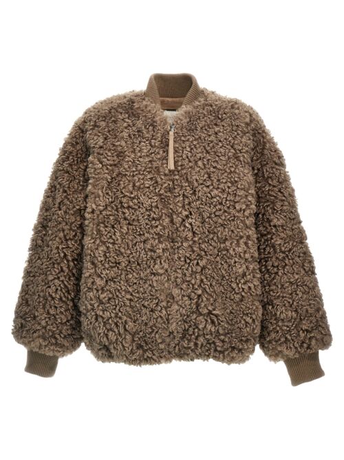 Faux fur bomber jacket NUDE Beige