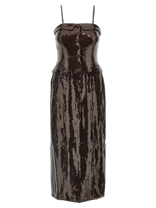 Sequin midi dress ROTATE BIRGER CHRISTENSEN Brown