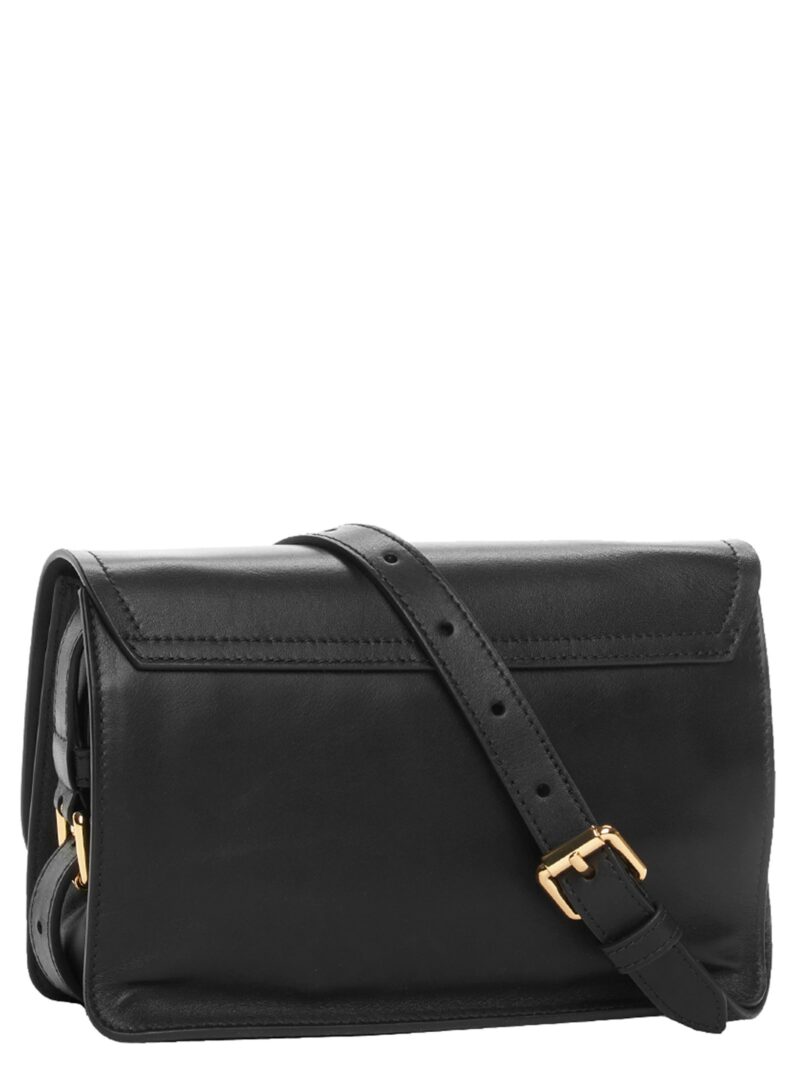 Metallic logo crossbody bag 100% calfskin leather MOSCHINO Black