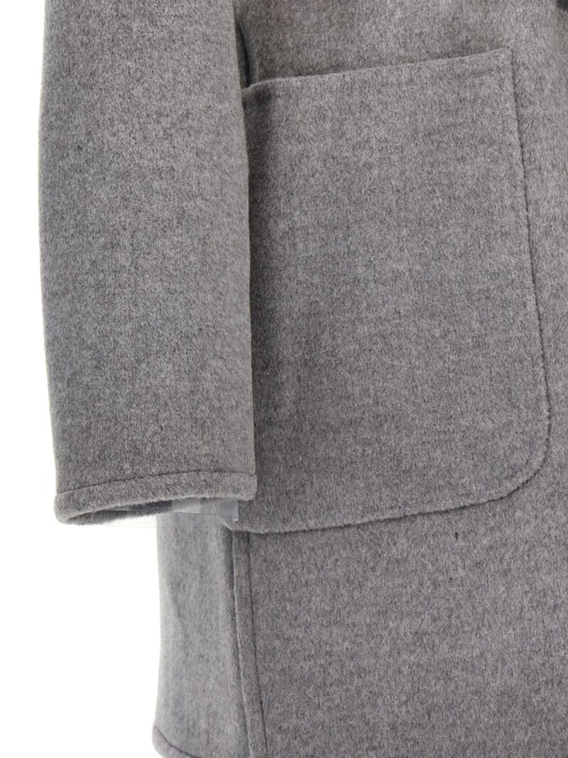 Wool hooded coat 100% wool TORY BURCH Gray