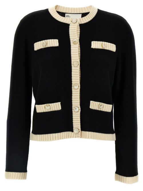 'Kendra' cardigan TORY BURCH White/Black