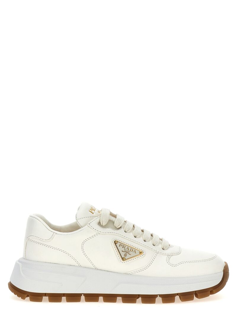 Logo leather sneakers PRADA White