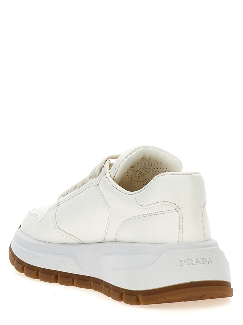 Logo leather sneakers Woman PRADA White