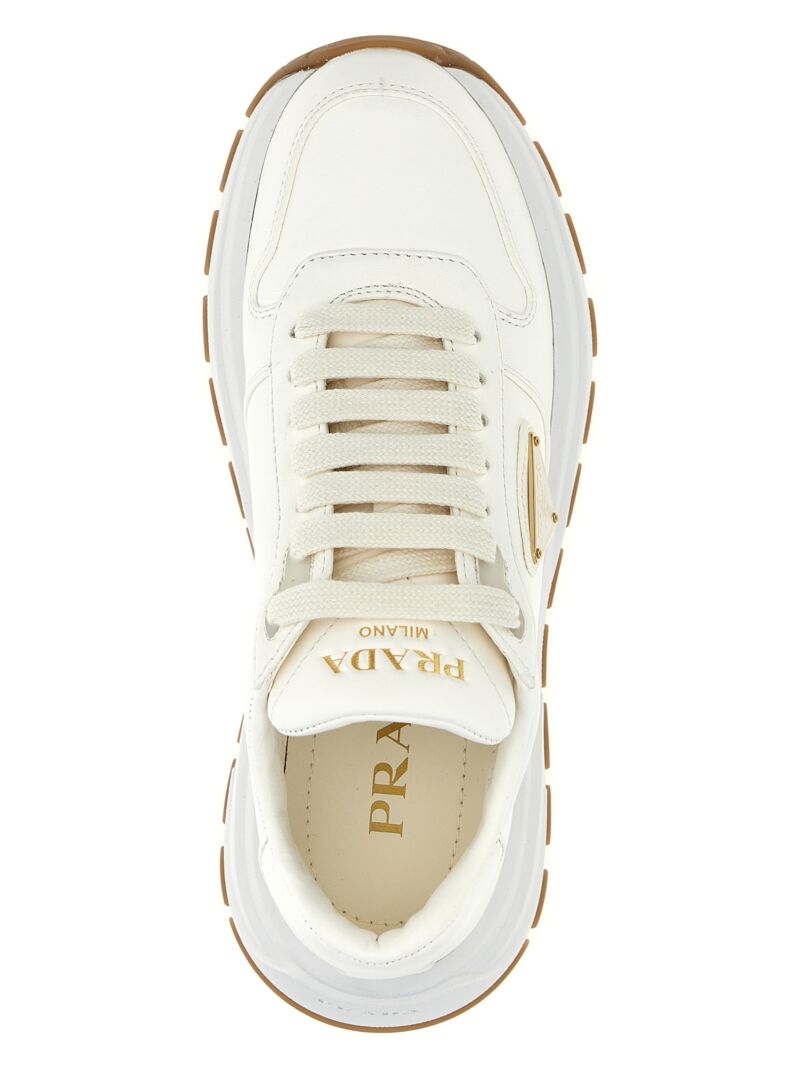 Logo leather sneakers 100% lamb leather (Ovis aries) PRADA White