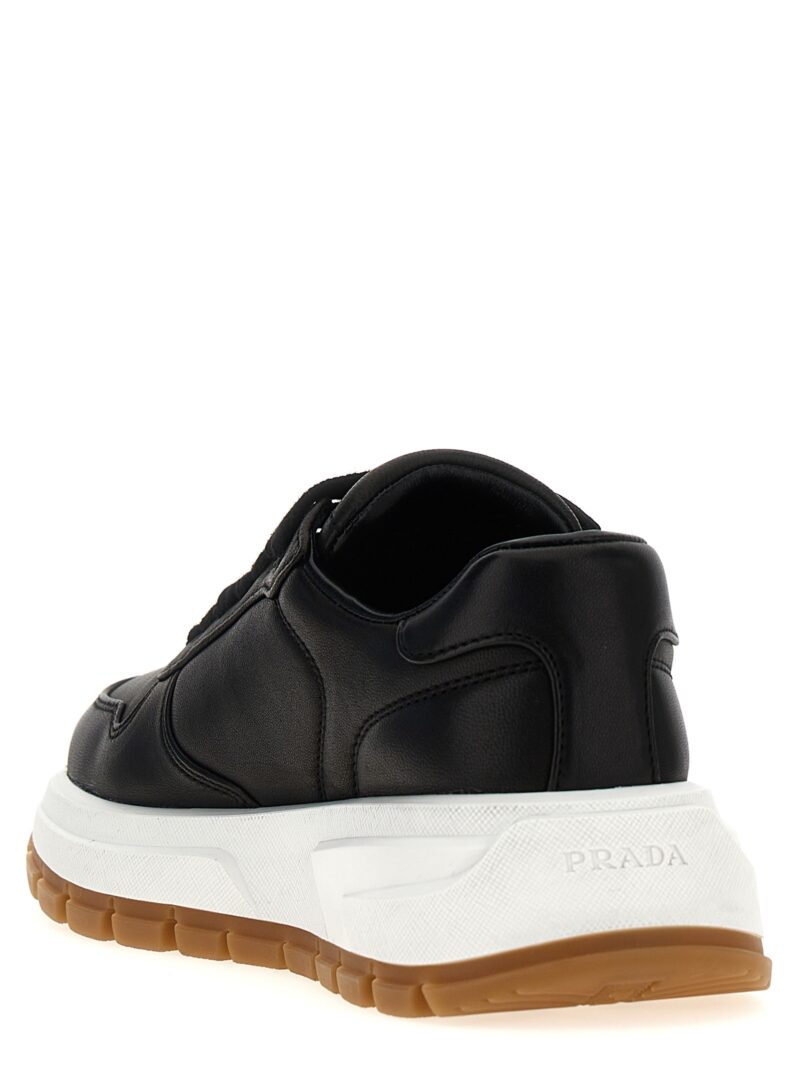 Logo leather sneakers Woman PRADA Black