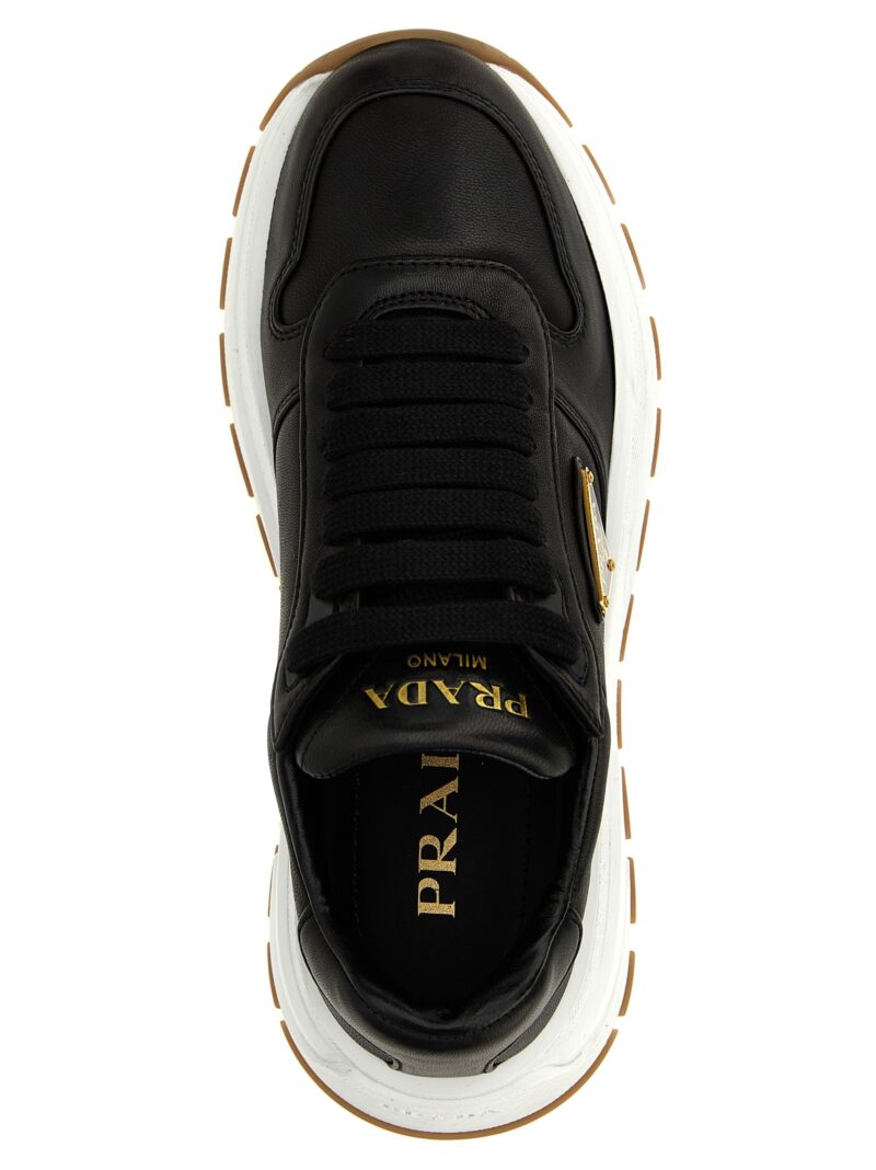 Logo leather sneakers 100% lamb leather (Ovis Aries) PRADA Black