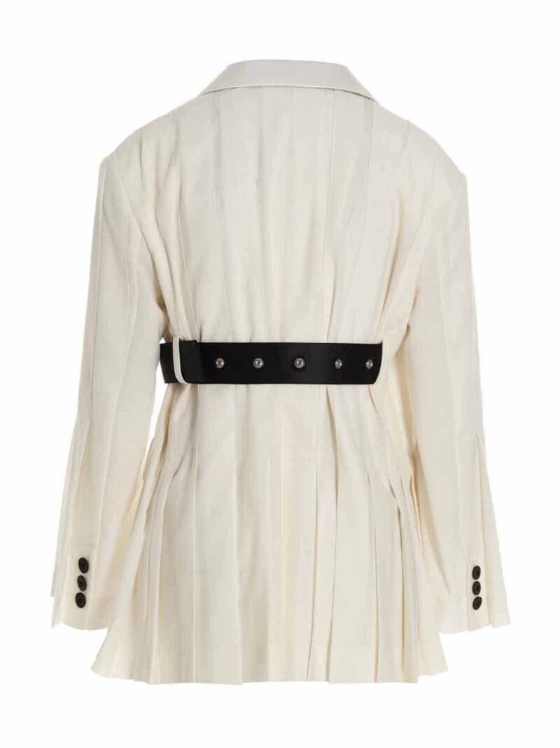 Single breast belted pleated blazer jacket 2306443151 SACAI White/Black