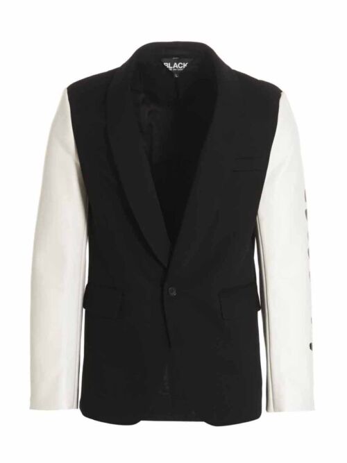 'True heart strong mind' blazer jacket COMME DES GARCONS BLACK White/Black