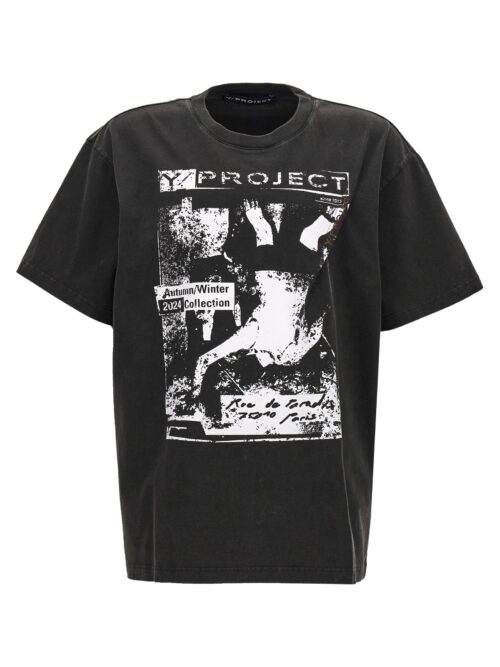 'Rock Band Print Pinched Logo' T-shirt Y/PROJECT Black