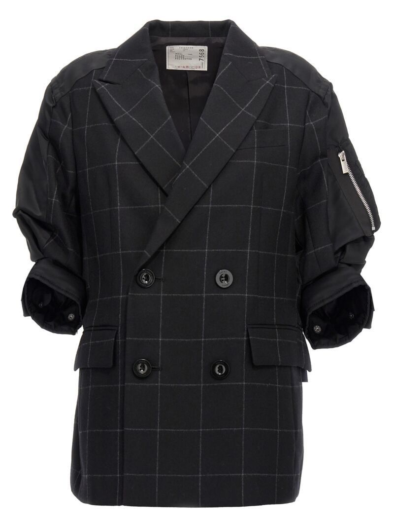 'Windowpane' blazer SACAI Black