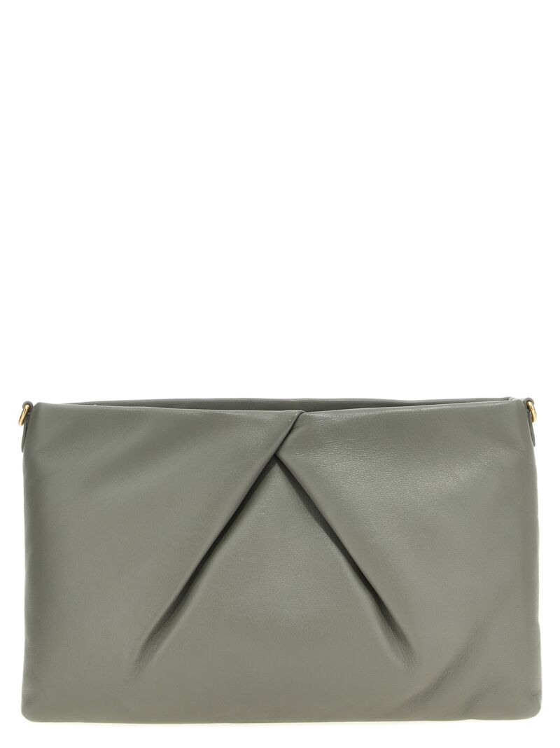 Logo leather clutch bag DRIES VAN NOTEN Gray