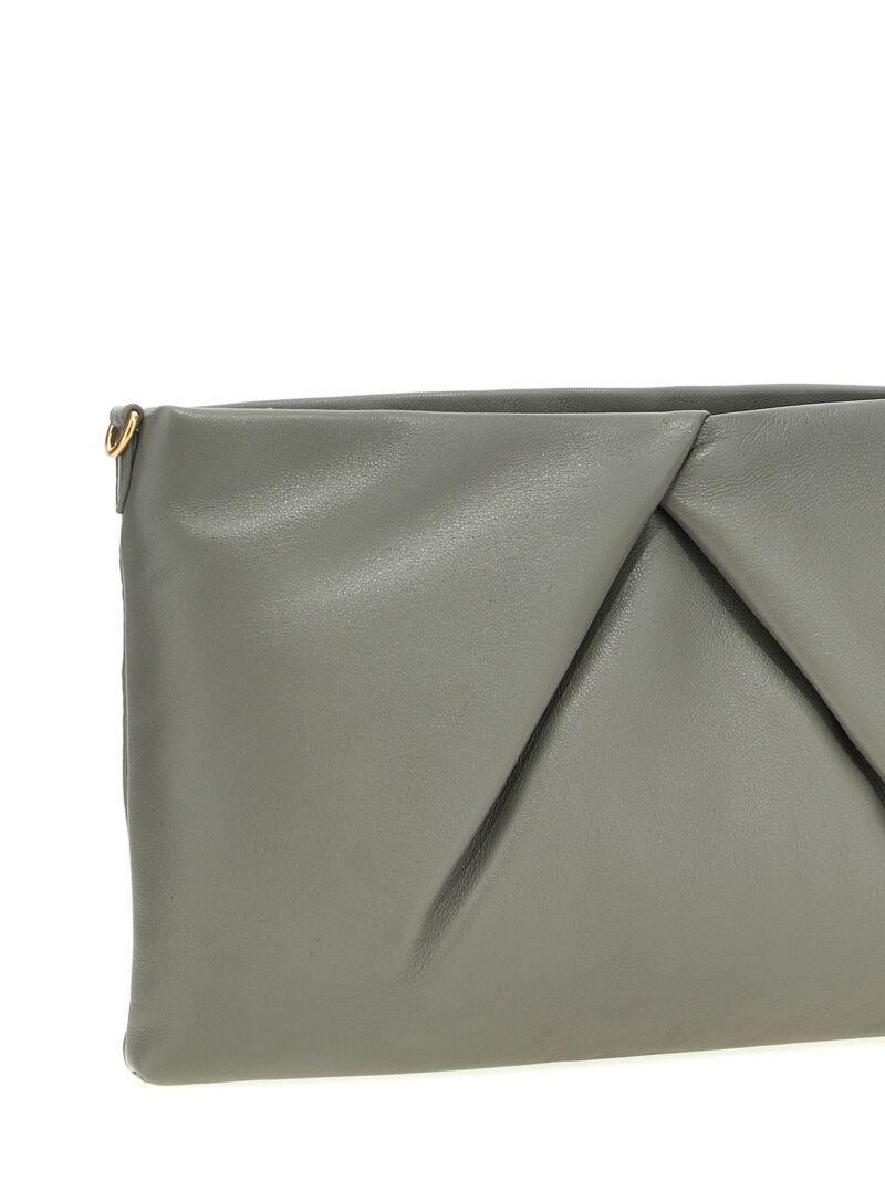 Logo leather clutch bag Woman DRIES VAN NOTEN Gray