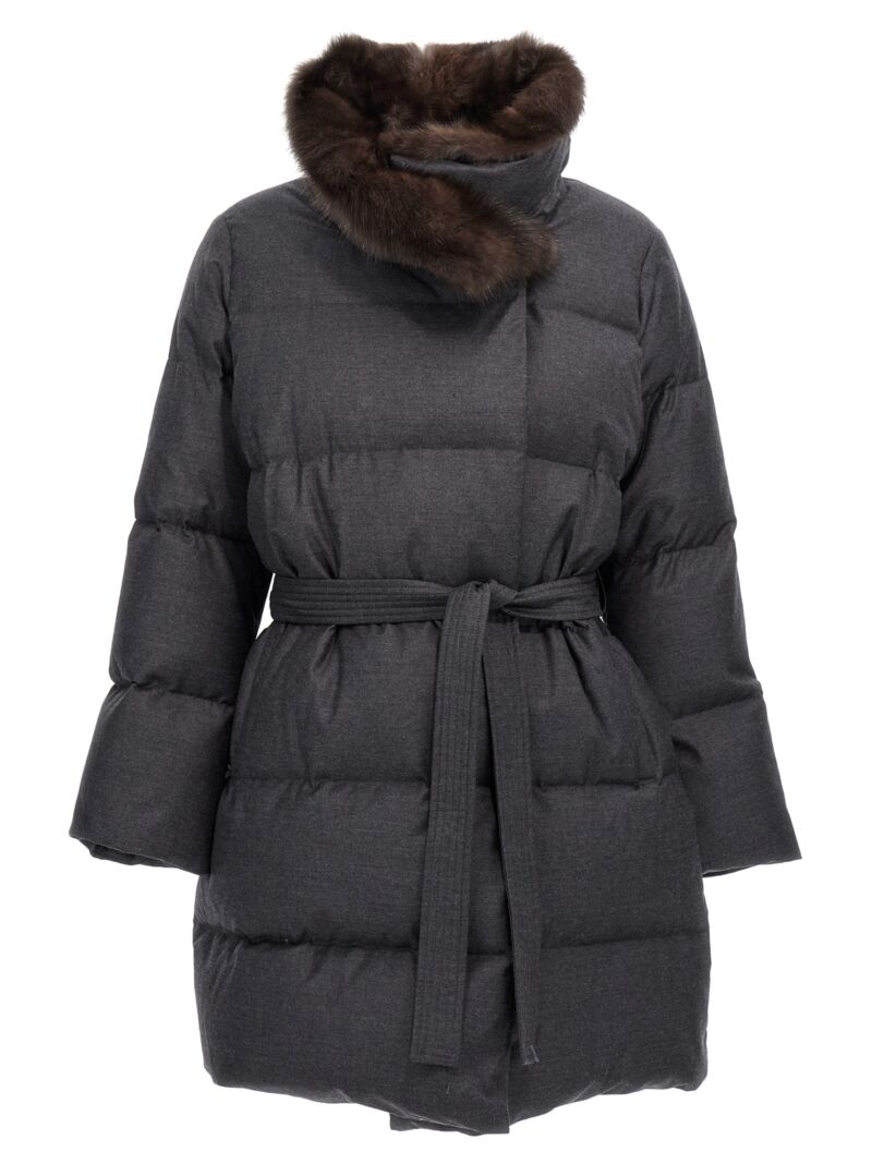 'Doudoune' long down jacket YVES SALOMON Gray