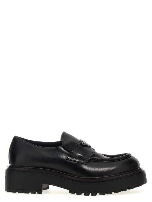 Logo leather loafers PRADA Black