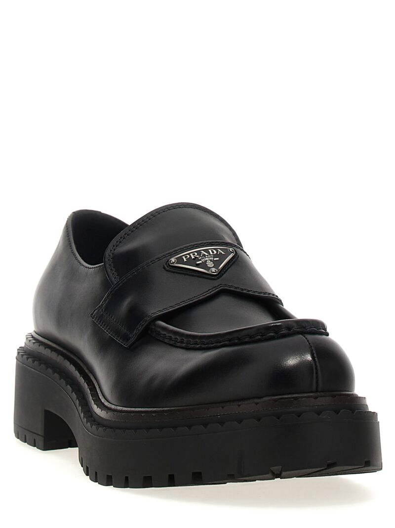 Logo leather loafers 2DE148FG001070F0002 PRADA Black