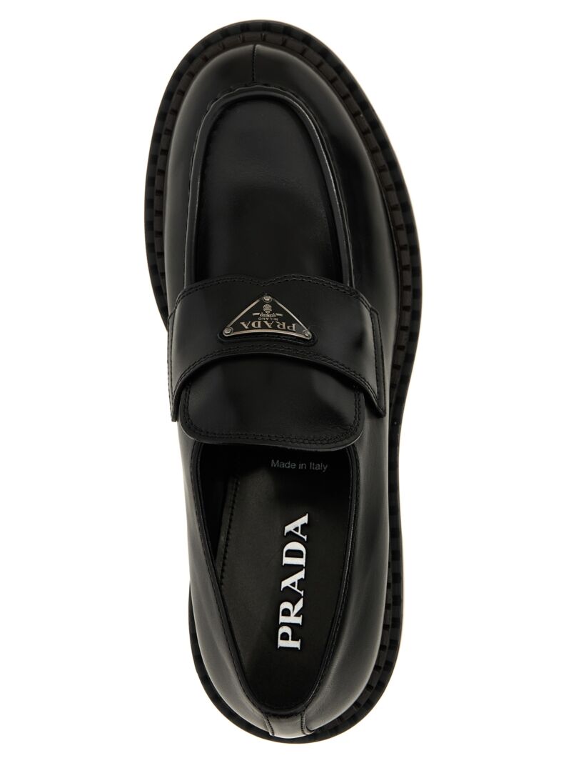 Logo leather loafers 100% cow leather (Bos Taurus) PRADA Black