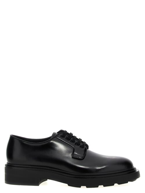 Brushed leather lace-up shoes PRADA Black