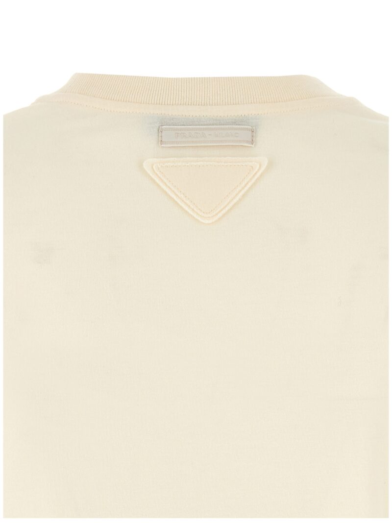 Logo print t-shirt 100% cotton PRADA White