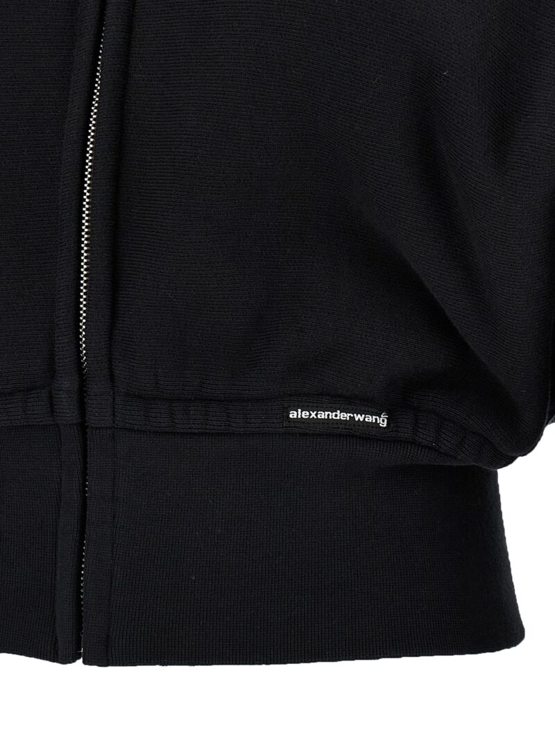 Cropped hoodie 100% cotton T BY ALEXANDER WANG Black