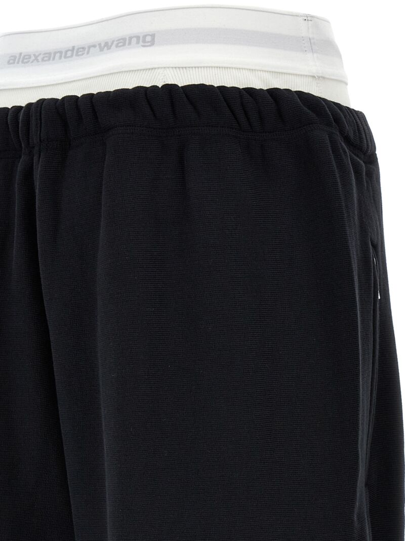 'Wide Leg W/ Logo Elastic Exposed Brief' joggers 100% cotton T BY ALEXANDER WANG Black