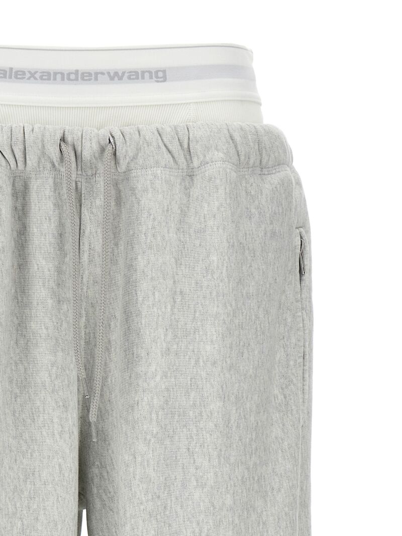 'Wide Leg W/ Logo Elastic Exposed Brief' joggers Woman T BY ALEXANDER WANG Gray