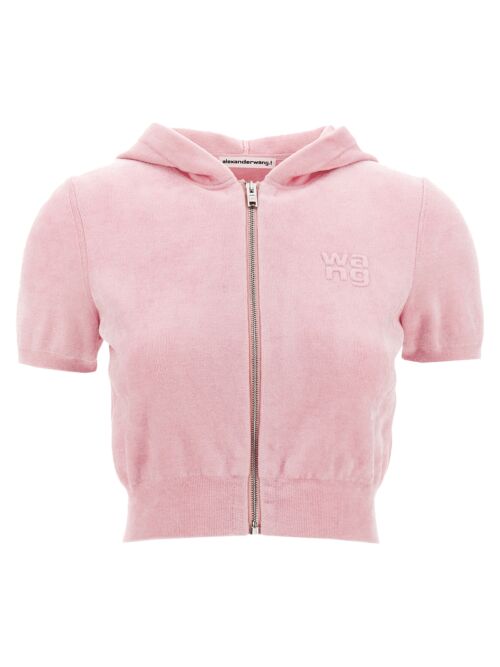 Logo chenille cropped hoodie T BY ALEXANDER WANG Pink