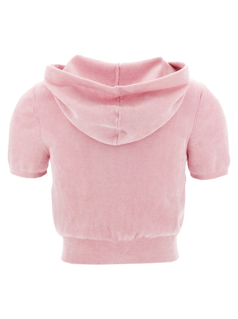 Logo chenille cropped hoodie 4KC4243003680 T BY ALEXANDER WANG Pink