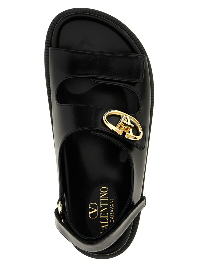 Valentino Garavani 'VLogo Locker' sandals 100% calfskin leather (Bos Taurus) VALENTINO GARAVANI Black