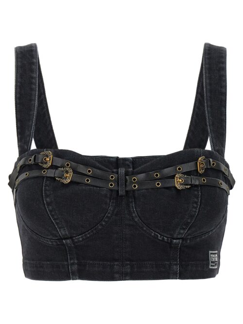 Denim strap top VERSACE JEANS COUTURE Black