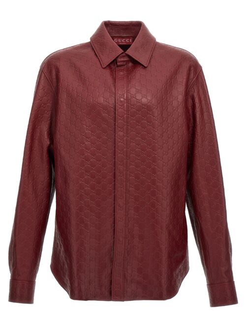 'GG' leather overshirt GUCCI Bordeaux