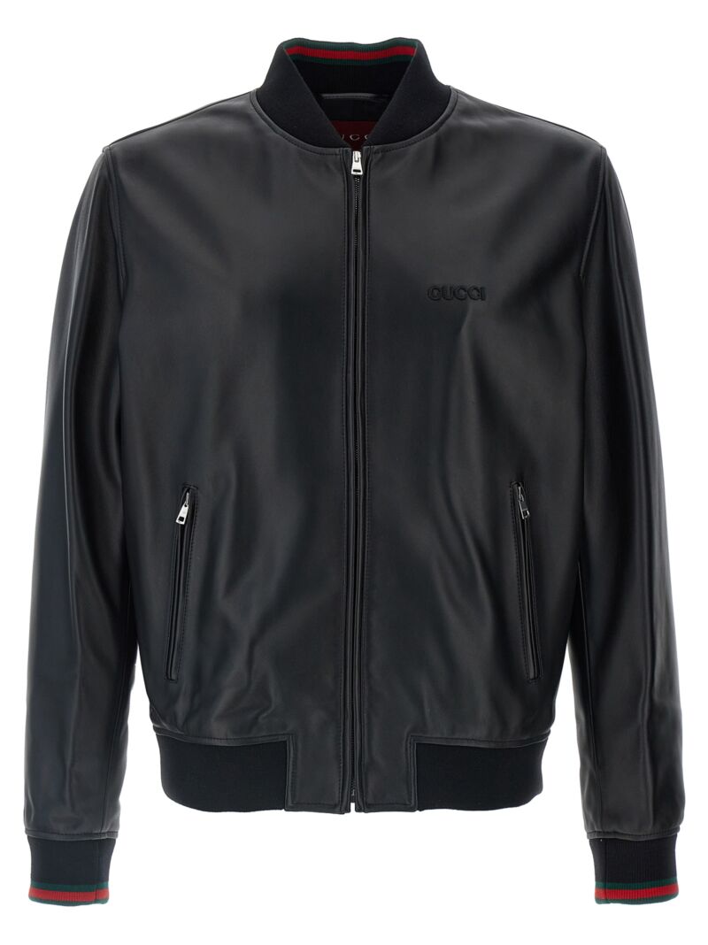 Leather bomber jacket GUCCI Black