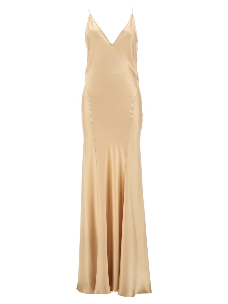 Satin silk dress SAINT LAURENT Beige