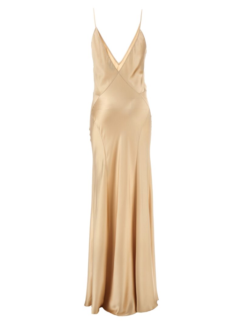 Satin silk dress 798165Y001W2850 SAINT LAURENT Beige