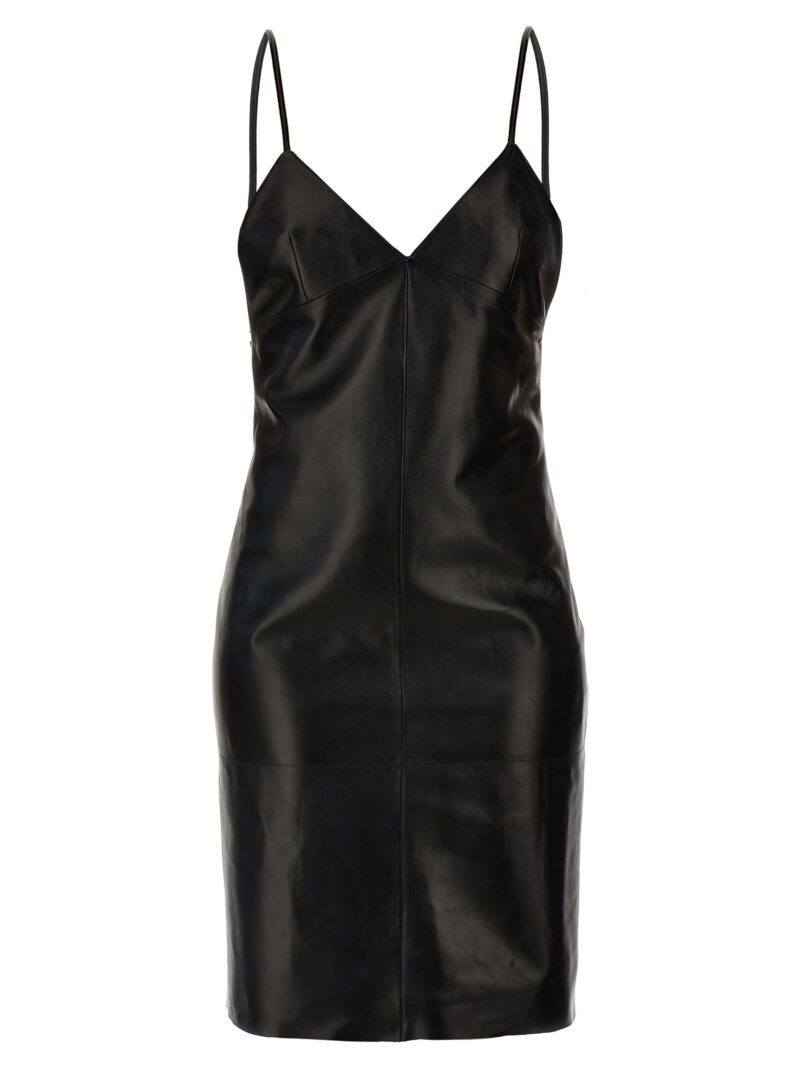 Leather slip dress SAINT LAURENT Black