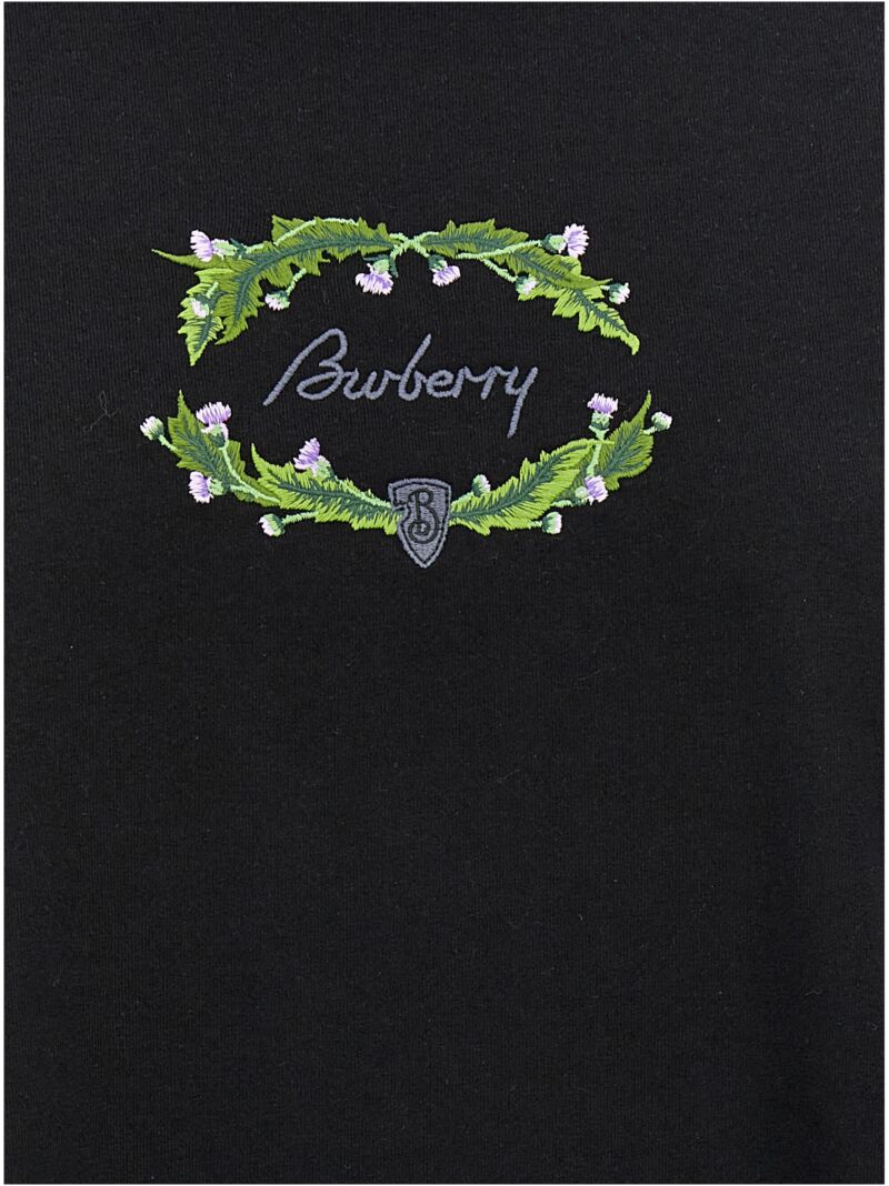 Logo embroidery t-shirt 100% cotton BURBERRY Black