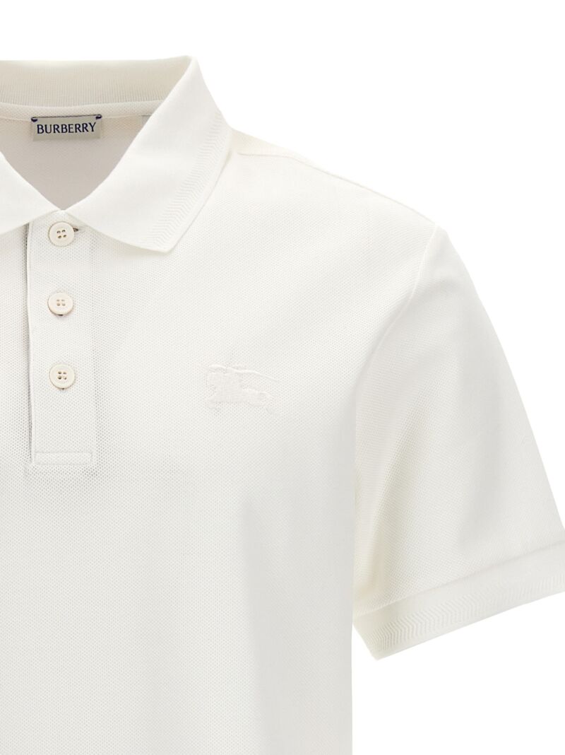 Logo embroidery polo shirt Man BURBERRY White