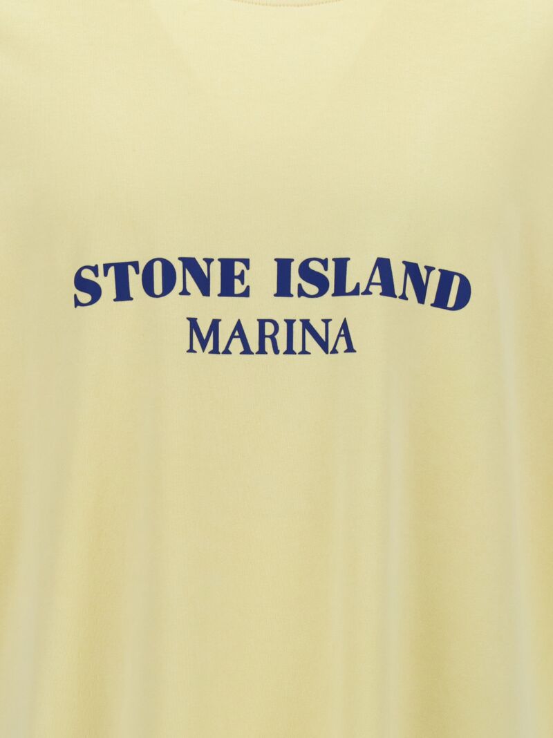 Logo print T-shirt 100% cotton STONE ISLAND Yellow