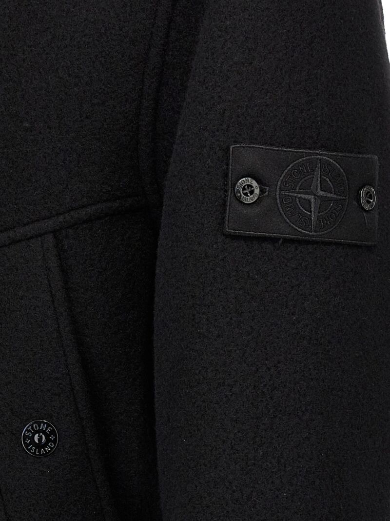 'Heavy Melton Ghost Piece' coat 95% virgin wool 5% cachemire STONE ISLAND Black